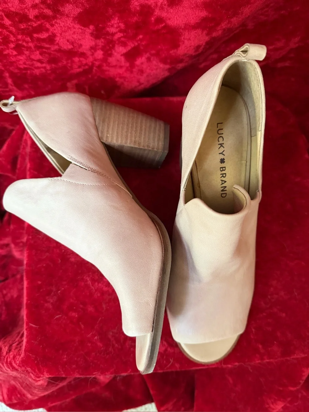 NWT Lucky Brand Leather Peep Toe Bootie Sz 8.5 - Picture 3 of 7